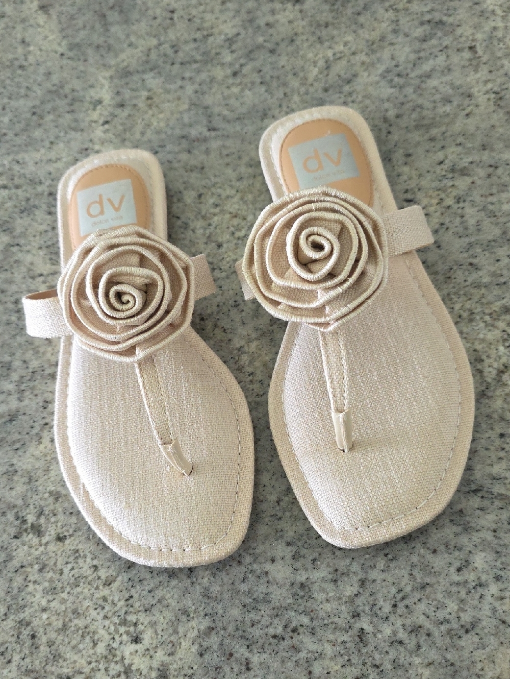 DV by Dolce Vita Cream Floral Rosette Toe-Post Sandals